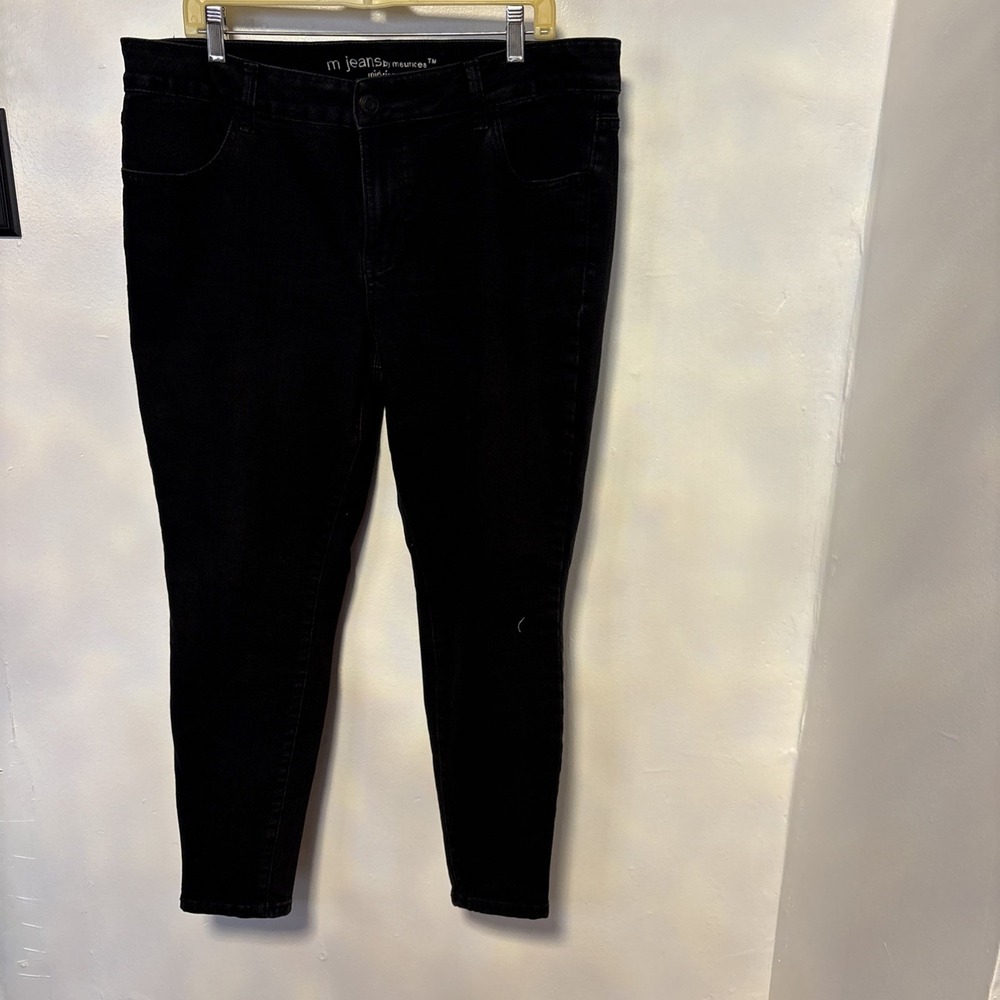 M Jeans Maurices Womens XL Blue High Rise Skinny Exposed Button Stretch Denim